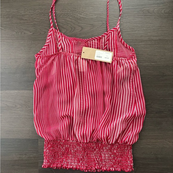 Jump Red White Ruffle Chiffon Top Sz Medium - Picture 3 of 4